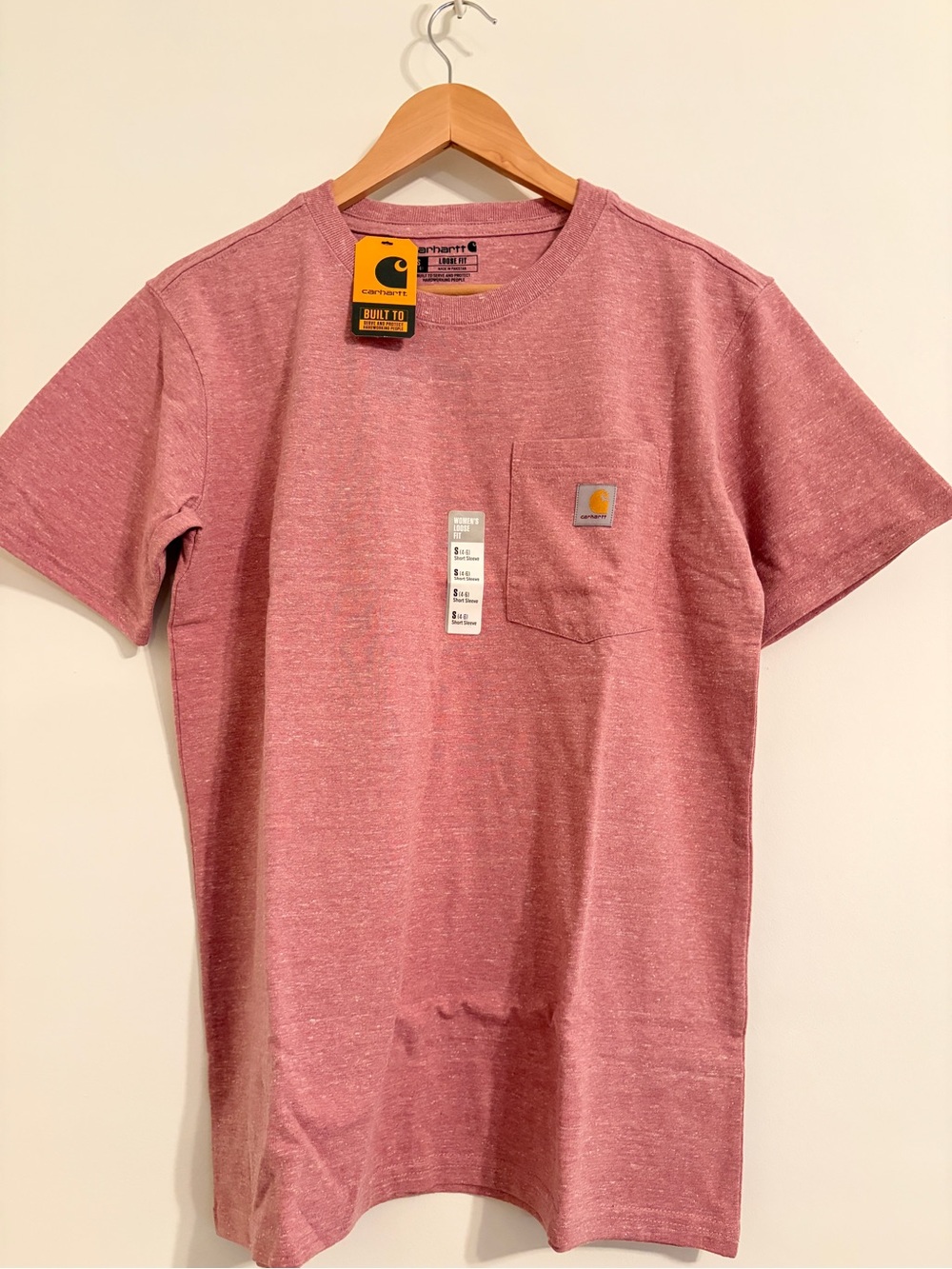 Carhartt Women’s Short Sleeve Pocket Tee - Heather Pink Women Small NWT